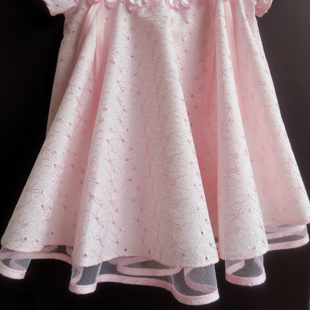 Bonnie Jean girls dress 24 months rose fabric with floral embroidery pink roses - Picture 2 of 8